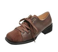 UnoSheng Zapatos de fantasía para mujer Negro Toe Thick Heel Medium Heel Casual Shoes 4cm Spring and Otoño Casual Shoes D Zapatos Mujer, café, 37 EU