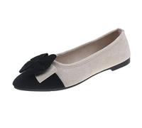 UnoSheng Zapatos de mujer negros, zapatillas y otoño ligeras, de ante con puntas, boca plana, con arco suave, zapatos únicos, para citas, tallas grandes, zapatos planos para mujer, Negro , 38 EU