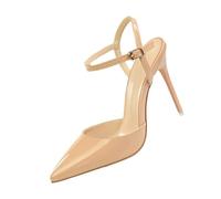 UnoSheng Zapatos Mujer Tacón Invierno Simple Stiletto Alto Tacón Shallow Mouth Pointed Cuero Sexy Nightclub Slim One Strap Women's Sandals Canvas Zapatos Mujer Rojo, caqui, 37 EU
