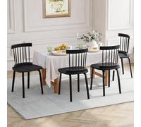 Unovivy Windsor - Juego de 4 sillas de comedor de madera negra, sillas de comedor con respaldo de eje trasero para cocina, sala de estar, restaurante