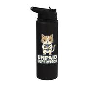Unpaid Supervisor Funny Cat Owner Work Humor Stainless Steel Insulated Water Bottle
