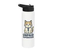 Unpaid Supervisor Funny Cat Owner Work Humor Stainless Steel Insulated Water Bottle