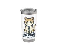 Unpaid Supervisor Funny Cat Owner Work Humor Vaso térmico de acero inoxidable de doble pared