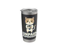 Unpaid Supervisor Funny Cat Owner Work Humor Vaso térmico de acero inoxidable de doble pared
