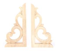 Unpainted Wood Corner Appliques 2 Pack | Hand - Carved Rubber Wood Decorative Trim for Cabinets/Doors/Furniture | DIY Home Decor Accents, Easy to Paint