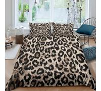 UNRXJZLVM Leopardo de Moda Impresión 3D Funda Nórdica Microfibra Decoración Dormitorio Juego de Ropa Leopard Adultos Suave Transpirable Regalo Super King（260x220cm）
