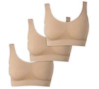 UnsichtBra Mujer Set de 3 Sujetadores | Bralette Sin Aros | Ultra Cómodo e Invisible | Antisudor | Sin Costuras | Elástico y Transpirable | Negro, Blanco, Beige | Lencería de Algodón