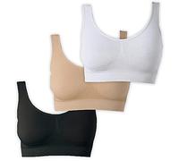 UnsichtBra Mujer Set de 3 Sujetadores | Bralette Sin Aros | Ultra Cómodo e Invisible | Antisudor | Sin Costuras | Elástico y Transpirable | Negro, Blanco, Beige | Lencería de Algodón