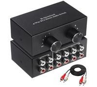 UNSTINCER Phono L/R Conmutador Caja Audio 4(2)-in-2(4)-out, Stereo Sonido Switch Analog Interruptor Aux Selector Splitter para Altavoces Amplificador Auriculares Barra Speaker PC Consola