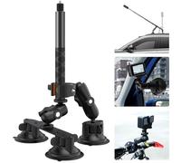 UNSTINCER Soporte de Triple Ventosa y Abrazadera con Palo Selfie 118 cm, Soporte de Coche para Tercera Persona para cámara de acción Insta360 Gopro Akaso Manillar de la Puerta del Maletero