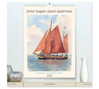 Unter Segeln über's Ijsselmeer (hochwertiger Premium Wandkalender 2026 DIN A2 hoch), Kunstdruck in Hochglanz: Aquarelle von Segelschiffen