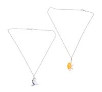 UNTERING 2 collares con colgante de sol y luna para parejas, símbolo de amor, joyería para el día de San Valentín o aniversarios
