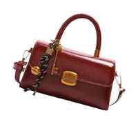 UNTERING Bolso bandolera de hombro con forma de solapa y correa ajustable para mujer, estilo vintage, con asa superior, Red, 21x8x12cm /8.26x3.14x4.72in