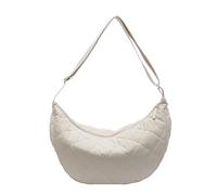 UNTERING Bolso bandolera de nailon ligero con diseños acolchados, correa ajustable para viajeros y estudiantes, bolsa cruzada de nailon, beige, One Size