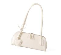 UNTERING Bolso de hombro de estilo coreano para mujer, con dije de corazón, desmontable, de piel sintética, espacioso, para uso diario, bolso de hombro, White, 32x8x12cm /12.59x3.14x4.72in