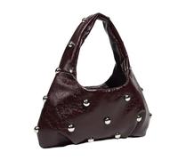 UNTERING Bolso de hombro de piel sintética para mujer, bolso de hombro portátil con remaches para varios estilos que mejoran la moda general, café, 29x16cm/11.3x6.24in