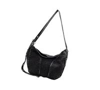 UNTERING Bolso de hombro para mujer, bolso cruzado de mezclilla con cremallera, bolsa de mensajero de gran capacidad, bolsa de uso diario para viajes diarios, Black, about 41x14x32cm/16.14x5.51x12.60"