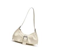 UNTERING Bolso de hombro plisado retro para mujer, bolso cruzado de piel sintética para axilas, White, about 14x28x6.5cm/5.51x11.02x2.56"