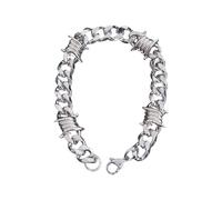UNTERING Cadena de cuello cubana de acero inoxidable con detalle de espina vanguardista, ideal para creadores de tendencias que buscan una pieza elegante y genial, talla única, como se describe, como
