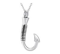 UNTERING Collar con colgante de gancho de pesca para hombre y mujer, urna conmemorativa, joyería de certeza de acero inoxidable, regalo para niños, joyería conmemorativa para cenizas, talla única