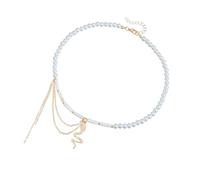 UNTERING Collar con colgante de serpiente, cadena ajustable, elegante cadena de cuentas de aleación, textura para el cuello, joyería para mujeres y niñas, joyería nupcial
