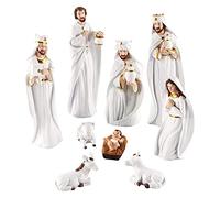 UNTERING Juego de decoraciones de pesebre de Navidad, belén, decoración de estatua para el hogar, decoración católica 2023, Año Nuevo, Navidad, pesebre, decoraciones al aire libre
