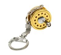 UNTERING Llavero de carrete de pesca de aleación de aluminio, portátil, práctico, colgante de bolsa al aire libre, aparejos de pesca pequeños, llaveros de regalo para mujer