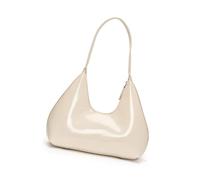 UNTERING Lujosa bolsa de hombro de poliuretano a la moda, bolso de hombro casual con acabado brillante para compras y citas, bolso de hombro, White, 26x6.5x23cm /10.23x2.55x9.05in