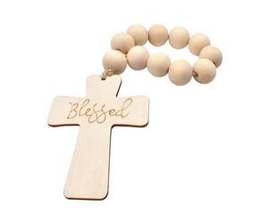 UNTERING Rosario católico de madera con cruces, colgantes para bautizos, primeras comuniones, confirmación, regalo de boda, decoración de casas de campo, rosario de madera