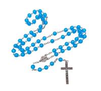 UNTERING Rosario de moda con efecto de luz nocturna azul, collar con colgante para entusiastas de los estilos de vida, rosario de regalo