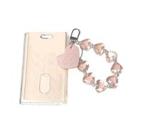 UNTERING Soporte acrílico para tarjetas fotográficas con llavero para niña, banco de fotos, autobús, estudiante, protector de tarjetas de acrílico transparente de manga dura, a, One Size