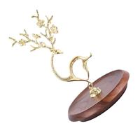 UNTERING Soporte de metal para joyas de ciervo con base de madera, pulseras, aretes, collares, organizador de accesorios multicapa, estante de almacenamiento de joyería de moda