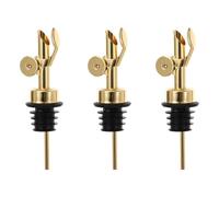 UNTERING Vertedor automático de vino de acero inoxidable, 3 unidades, dispensador de boquillas de aceite a prueba de fugas con tapa de cierre automático para cocinas del hogar, tapas de botellas de
