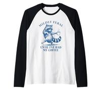 Until I've Have My Coffee Vintage Funny Raccoon Retro 90s Camiseta Manga Raglan