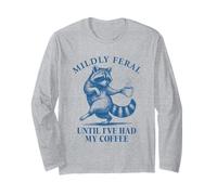 Until I've Have My Coffee Vintage Funny Raccoon Retro 90s Manga Larga