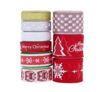 UnTreeTime Cintas navideñas 9/11 rollos Cintas de regalo rojas/plateadas/doradas/verdes Cinta de grosgrain Banda Raya Envoltura de pastel de regalo brillante Decoración navideña Cinta Correa Adorno Ba