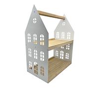 UNUS Bandeja de madera con 2 niveles y asa, bandeja de madera de bambú, color blanco