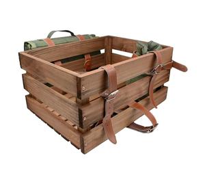 UNUS Caja de Bicicleta Cesta de Madera con Manta de Picnic y Portabotellas | para la Parte Trasera