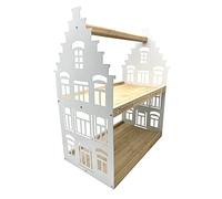 UNUS Home Etagere Casa de té blanca de 2 niveles con asa para té y café, bandeja de madera de bambú, estructura de metal