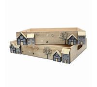 UNUS Juego de 2 bandejas decorativas de madera, bandeja rectangular con asas, bandeja de madera lavada en blanco, bandeja de servir para cocina, sala de estar, decoración
