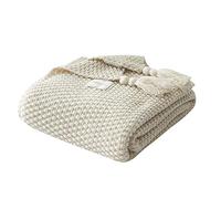 UnvfRg - Manta de punto nórdica hecha a mano a la moda, suave, para sofá o cama, beige