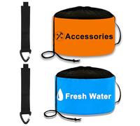UNXMRFF Paquete de 2 bolsas de almacenamiento impermeables para manguera de RV con cordón superior de malla, bolsa de utilidad para caravana, bolsa de manguera de alcantarillado, bolsa de accesorios