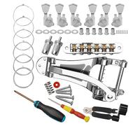 Unxuey Guitarra Plata Vibrato Tremolo puente cordal, 6 cuerdas de guitarra Roller Saddle Tune-O-Matic Bridge para guitarra Jazz LP, enrollador de cuerda, destornillador