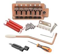 Unxuey Juego de 6 cuerdas para guitarra eléctrica para diestros, puente de trémolo para Fender Strat Squier, piezas de repuesto con barra Whammy, color cobre rojo