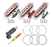 Unxuey Juego de pastilla de bobina única para guitarra, 48/50/52 mm, cuello de puente medio SSS Pickup Kit para Fender Strat Style Guitarra Accesorios Piezas (transparente)