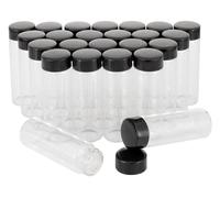 Unxuey Paquete de 24 frascos de vidrio transparente de 30 ml (1 onza) botellas de vidrio de muestra con tapa negra de plástico viales de laboratorio transparentes para cosméticos de laboratorio