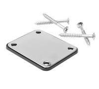 Unxuey Placa de cuello cromada para guitarra eléctrica con una alfombrilla de plástico, cuatro tornillos de montaje, paquete de 1