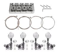 Unxuey Puente de guitarra de 4 cuerdas con clavijas de afinación de 2R+2L para Fender Precision Jazz Bass PB JB Style Bass, plateado