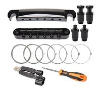 Unxuey Tune-O-Matic - Juego de 6 cuerdas para puente de guitarra eléctrica LP, incluye accesorios de montaje de guitarra, cuerdas + bobinador de cuerdas 3 en 1 + destornillador