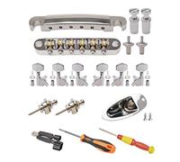 Unxuey Tune-o-matic - Puente y cordal, puente de sillín de guitarra eléctrica y accesorios de guitarra incluyen clavijas de afinación 3L3R + cerraduras de correa de guitarra + enchufe de entrada de